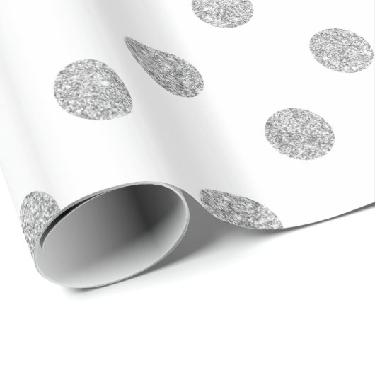 Elegant Silver Glitter Polka Dots Pattern Cadeaupapier (Rol Hoek)