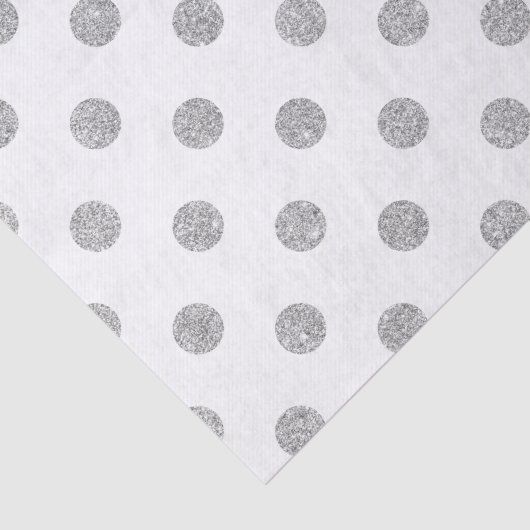 Elegant Silver Glitter Polka Dots Pattern Tissuepapier (Detail)