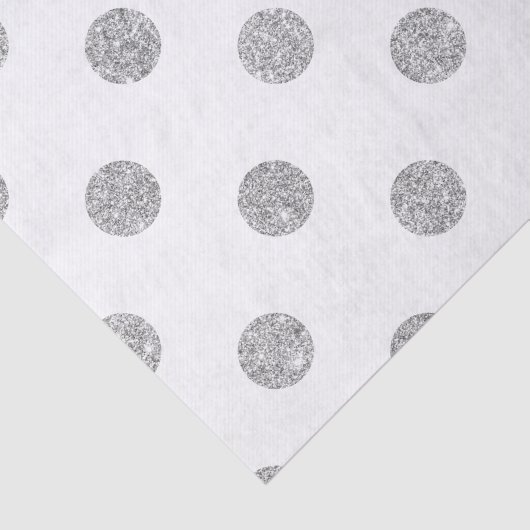 Elegant Silver Glitter Polka Dots Pattern Tissuepapier (Detail)