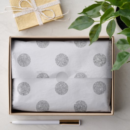 Elegant Silver Glitter Polka Dots Pattern Tissuepapier (Geschenk)