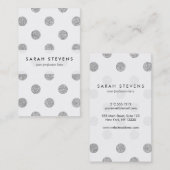 Elegant Silver Glitter Polka Dots Pattern Visitekaartje (Voorkant / Achterkant)