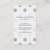 Elegant Silver Glitter Polka Dots Pattern Visitekaartje (Achterkant)