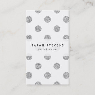 Elegant Silver Glitter Polka Dots Pattern Visitekaartje