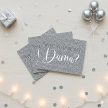Elegant Silver Glitter Quinceanera Dama Voorstel
