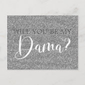 Elegant Silver Glitter Quinceanera Dama Voorstel Uitnodiging Briefkaart (Voorkant)