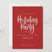 Elegant Silver Glitter Red Holiday Party Kaart (Voorkant)