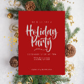 Elegant Silver Glitter Red Holiday Party Kaart
