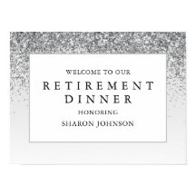Elegant Silver Glitter Retirement Party Welkom