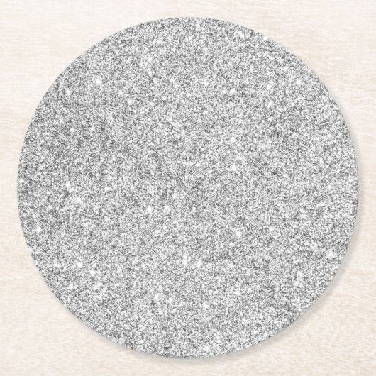 Elegant Silver Glitter Ronde Kartonnen Onderzetter (Voorkant)