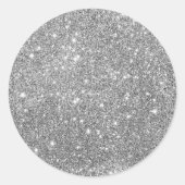 Elegant Silver Glitter Ronde Sticker (Voorkant)