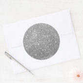 Elegant Silver Glitter Ronde Sticker (Envelop)