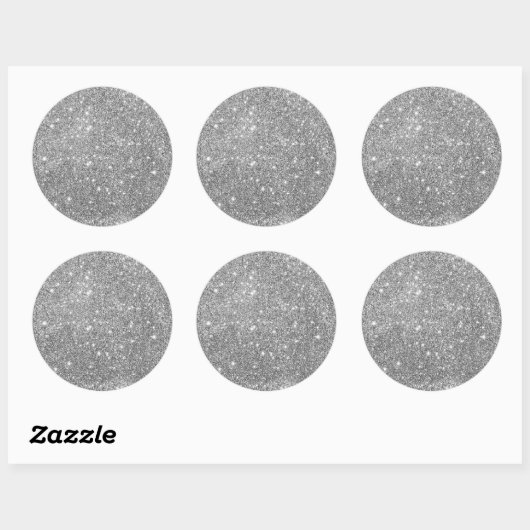 Elegant Silver Glitter Ronde Sticker (Vel)