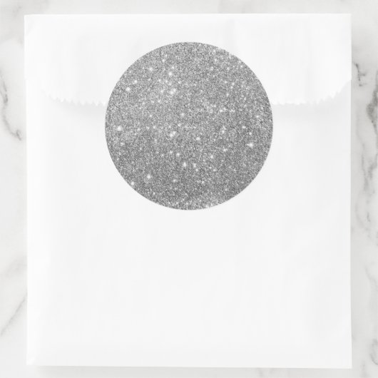 Elegant Silver Glitter Ronde Sticker (Tas)
