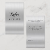 Elegant Silver Glitter Salon Referral Kaart (Voorkant / Achterkant)