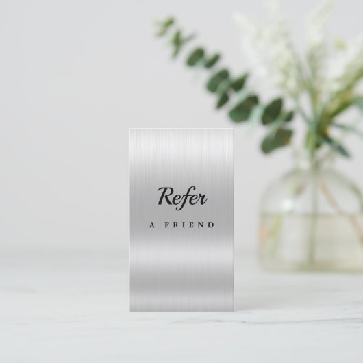 Elegant Silver Glitter Salon Referral Kaart (Staand voorkant)