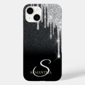 Elegant Silver Glitter-schijven zwart Glitter Case-Mate iPhone Case (Achterkant)