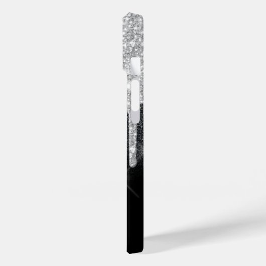 Elegant Silver Glitter-schijven zwart Glitter Case-Mate iPhone Case (Achterkant / Links)
