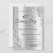 Elegant Silver Glitter schrijft op feestdag Kaart (Voorkant)