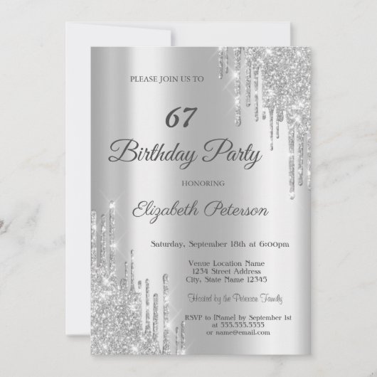 Elegant Silver Glitter schrijft op feestdag Kaart (Voorkant)