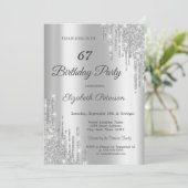 Elegant Silver Glitter schrijft op feestdag Kaart (Staand voorkant)