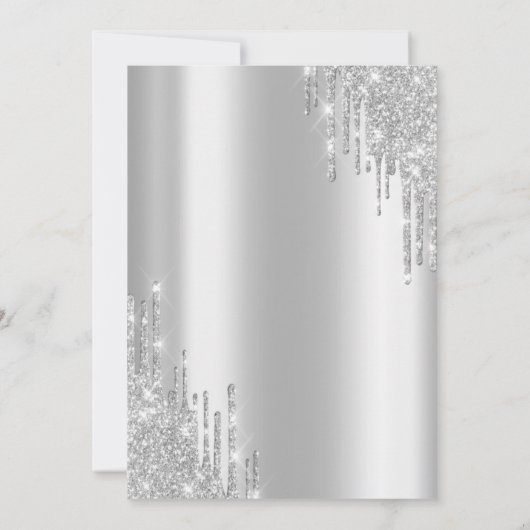 Elegant Silver Glitter schrijft op feestdag Kaart (Achterkant)