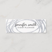 Elegant Silver Glitter Scribble Mini Visitekaartje (Voorkant)
