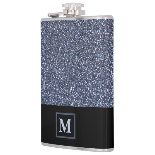 Elegant Silver Glitter Simulation Monogram Gift Ma Heupfles (Links)