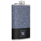 Elegant Silver Glitter Simulation Monogram Gift Ma Heupfles (Rechts)