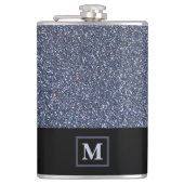 Elegant Silver Glitter Simulation Monogram Gift Ma Heupfles (Voorkant)