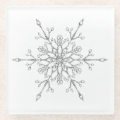 Elegant Silver Glitter Snowflake Kerstmis Glazen Onderzetter (Voorkant)