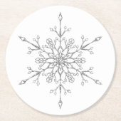 Elegant Silver Glitter Snowflake Kerstmis Ronde Kartonnen Onderzetter (Voorkant)
