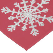 Elegant Silver Glitter Snowflake op kerstrood Korte Tafelloper (Hoek)