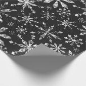 Elegant Silver Glitter Snowflake Patroon Kerstmis Cadeaupapier (Hoek)