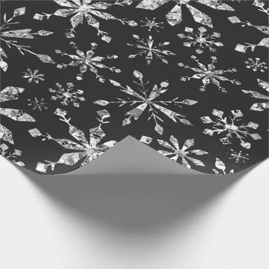 Elegant Silver Glitter Snowflake Patroon Kerstmis Cadeaupapier (Hoek)