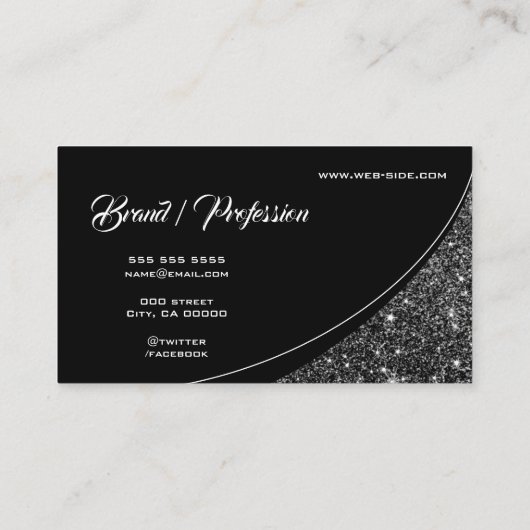 Elegant Silver Glitter Spark Eye Catching Mode Visitekaartje (Achterkant)