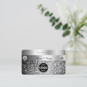 Elegant Silver Glitter Sparkle Jewels Logo Quality Visitekaartje (Staand voorkant)