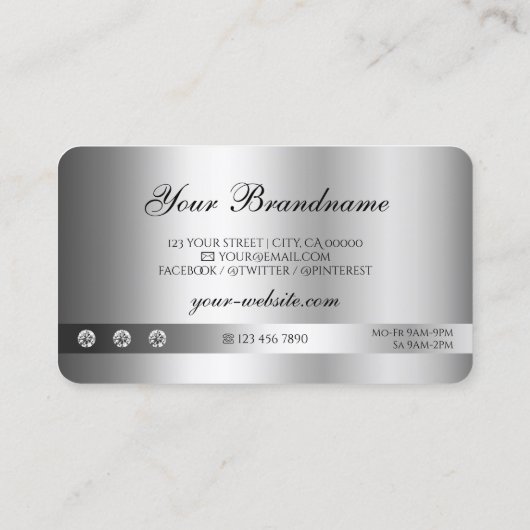 Elegant Silver Glitter Sparkle Jewels Logo Quality Visitekaartje (Achterkant)