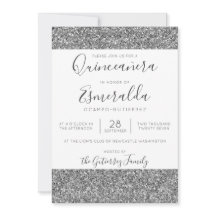 Elegant Silver Glitter Sparkle Quinceanera