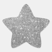 Elegant Silver Glitter Star Sticker (Voorkant)