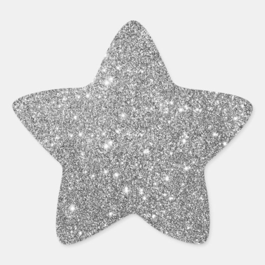Elegant Silver Glitter Star Sticker (Voorkant)