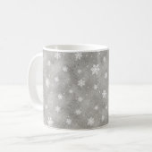 Elegant Silver Glitter Stars Snowflakes Coffee Mok (Voorkant links)