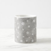 Elegant Silver Glitter Stars Snowflakes Coffee Mok (Center)