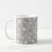 Elegant Silver Glitter Stars Snowflakes Coffee Mok (Links)