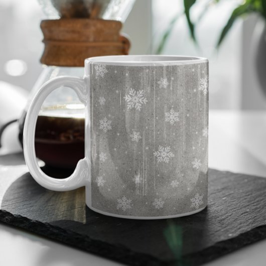 Elegant Silver Glitter Stars Snowflakes Coffee Mok