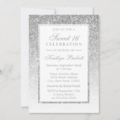 Elegant Silver Glitter Sweet 16 Birthday Kaart (Voorkant)