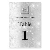 Elegant Silver Glitter Table Number logo café Kaart (Achterkant)