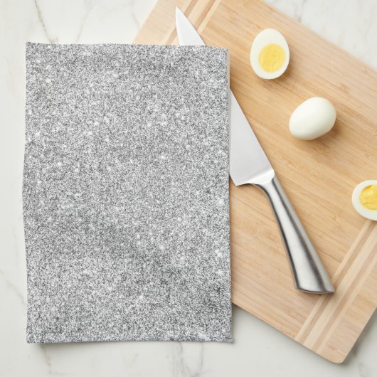 Elegant Silver Glitter Theedoek (Quarter Fold)