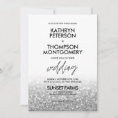 Elegant Silver Glitter Trendy Wedding Uitnodiging (Voorkant)