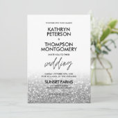 Elegant Silver Glitter Trendy Wedding Uitnodiging (Staand voorkant)