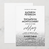 Elegant Silver Glitter Trendy Wedding Uitnodiging (Voorkant / Achterkant)